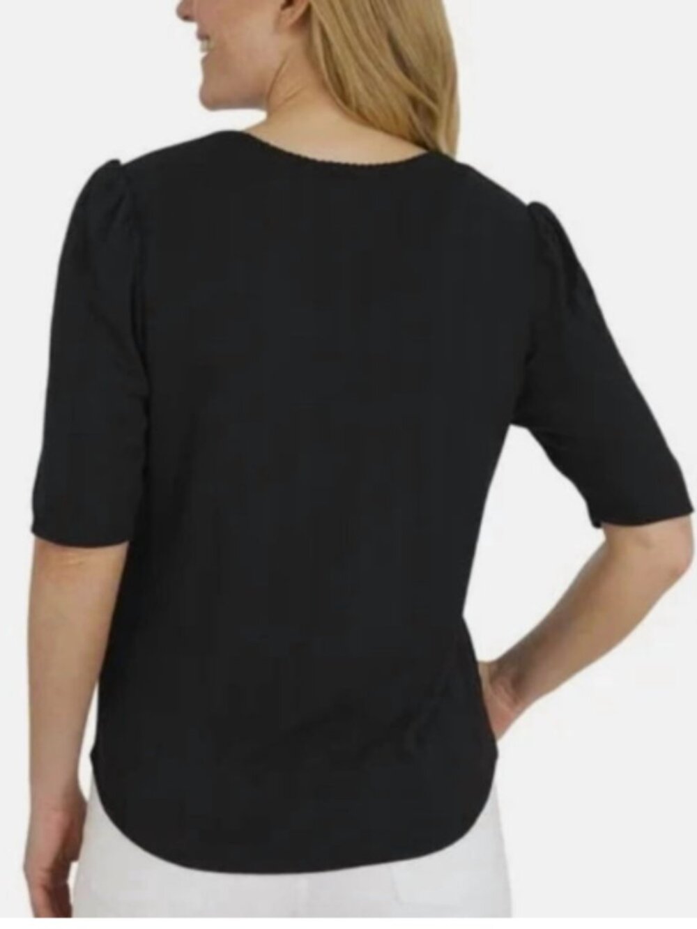 Lands' End Women's Pointelle Elbow Sleeve Top